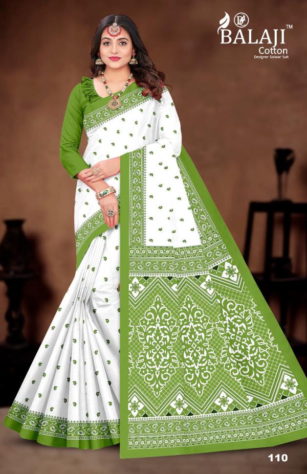 Balaji White Butti – Cotton Saree